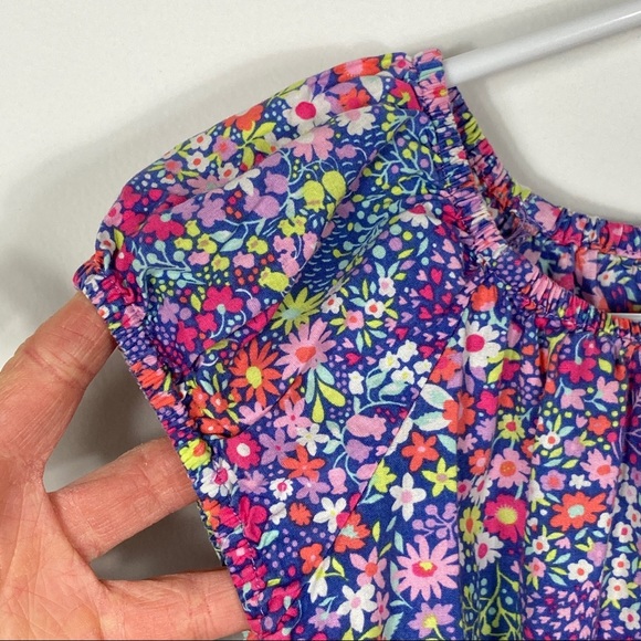 Cherokee Girl's 4T Short Sleeve Purple & Pink Floral Ruffle Dress - Picture 7 of 14